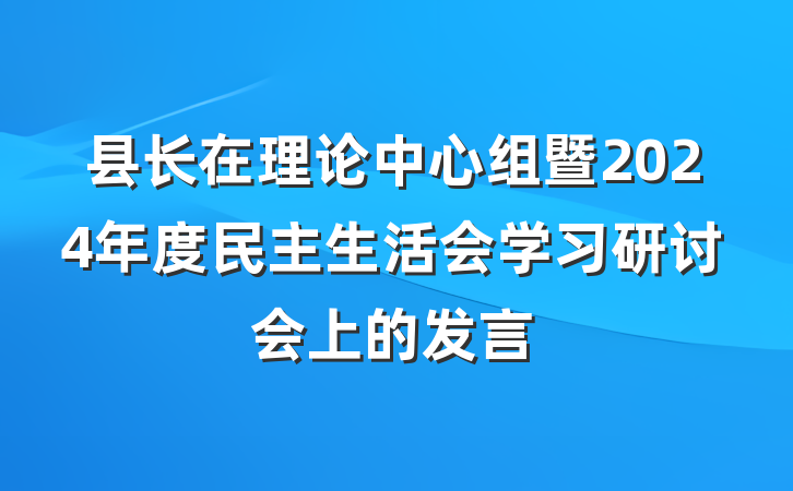县长在理论中心组暨2024年度民主生活会学习研讨会上的发言