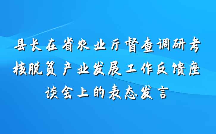 县长在省农业厅督查调研考核脱贫产业发展工作反馈座谈会上的表态发言