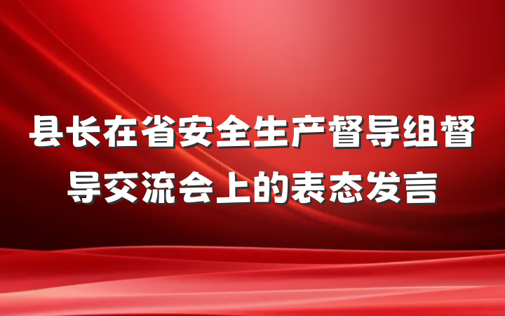 县长在省安全生产督导组督导交流会上的表态发言