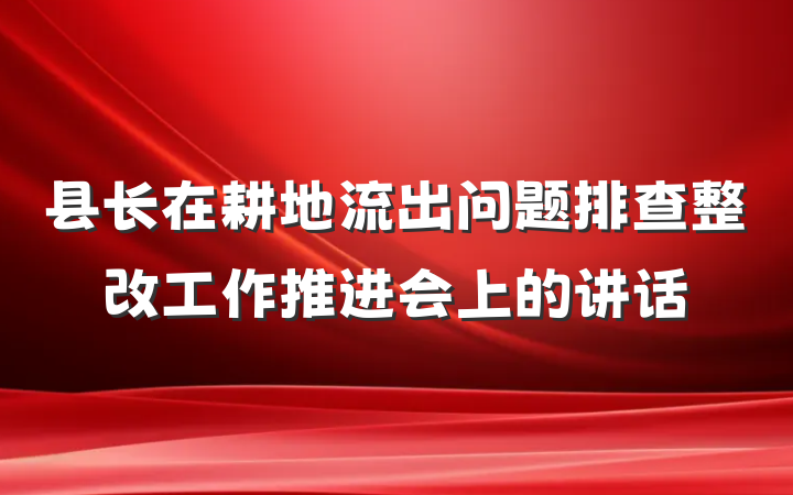 县长在耕地流出问题排查整改工作推进会上的讲话