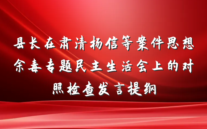 县长在肃清杨信等案件思想余毒专题民主生活会上的对照检查发言提纲