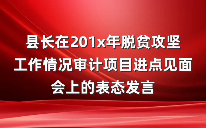 县长在201x年脱贫攻坚工作情况审计项目进点见面会上的表态发言