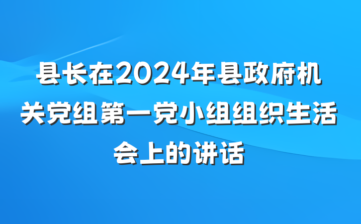 县长在2024年县政府机关党组第一党小组组织生活会上的讲话