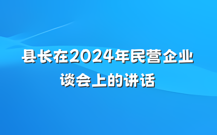 县长在2024年民营企业谈会上的讲话