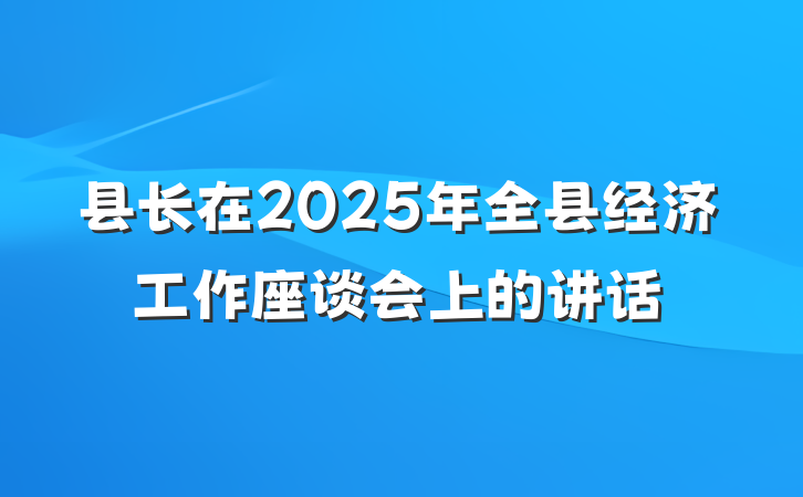 县长在2025年全县经济工作座谈会上的讲话