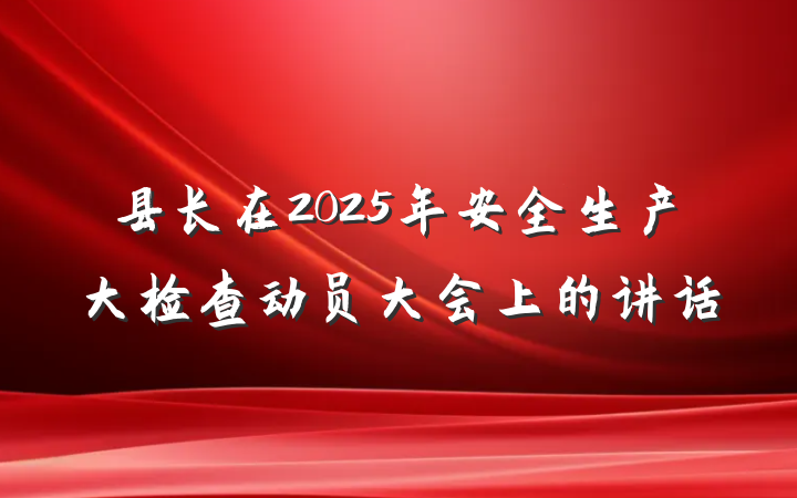 县长在2025年安全生产大检查动员大会上的讲话