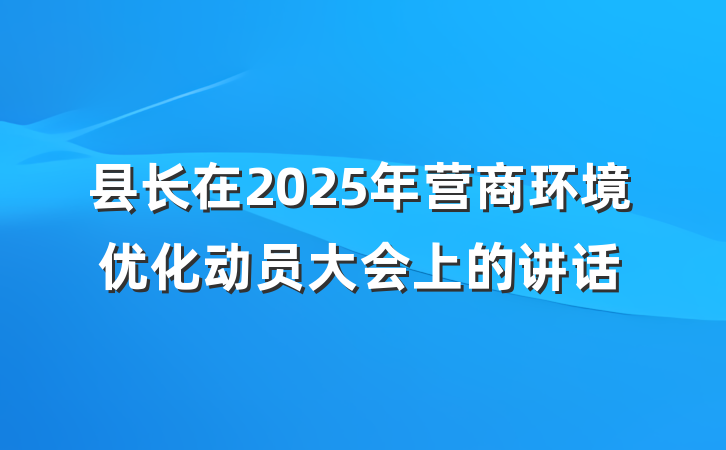 县长在2025年营商环境优化动员大会上的讲话
