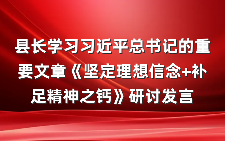县长学习习近平总书记的重要文章《坚定理想信念 补足精神之钙》研讨发言