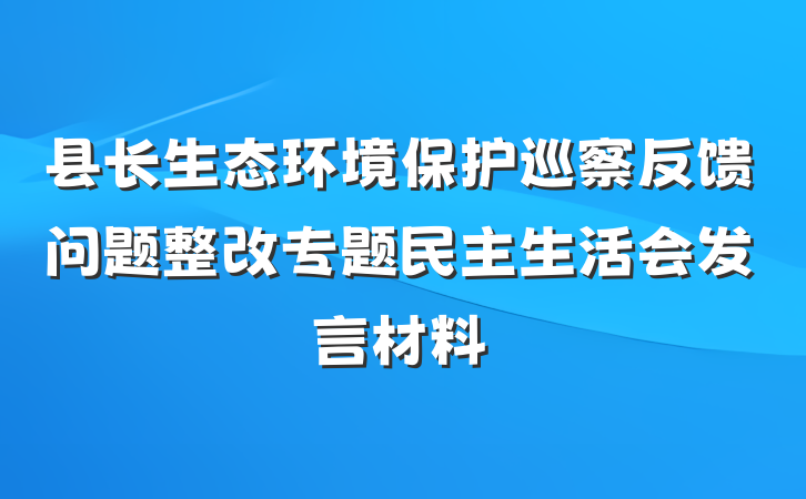 县长生态环境保护巡察反馈问题整改专题民主生活会发言材料