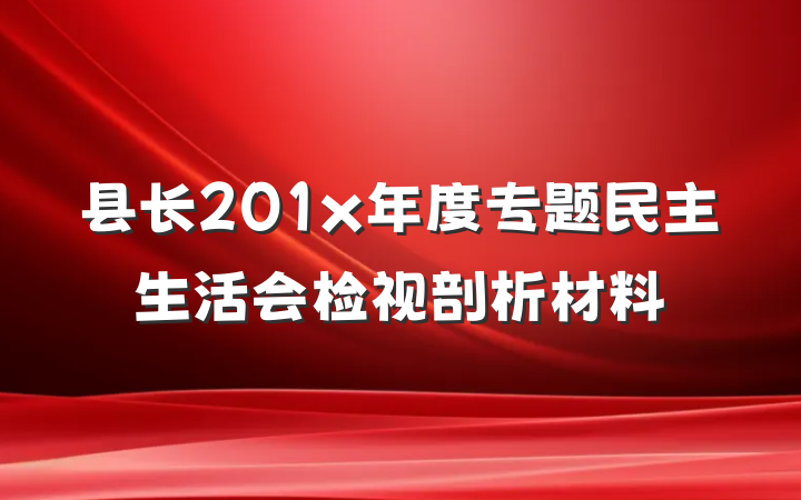 县长201x年度专题民主生活会检视剖析材料