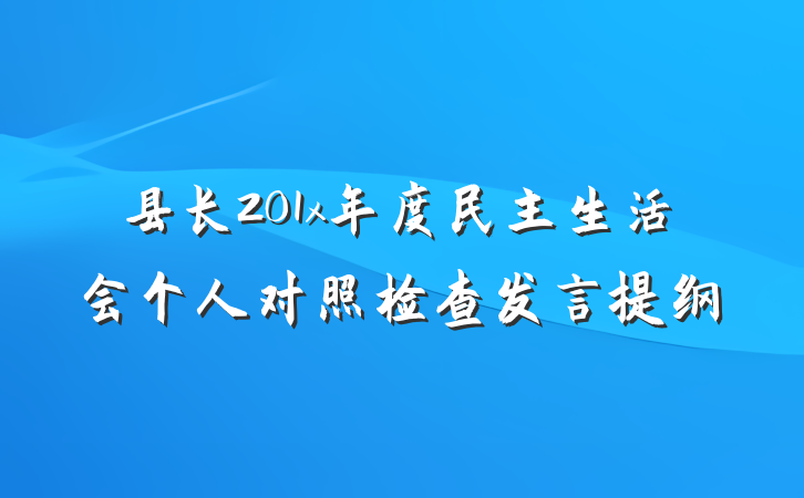 县长201x年度民主生活会个人对照检查发言提纲