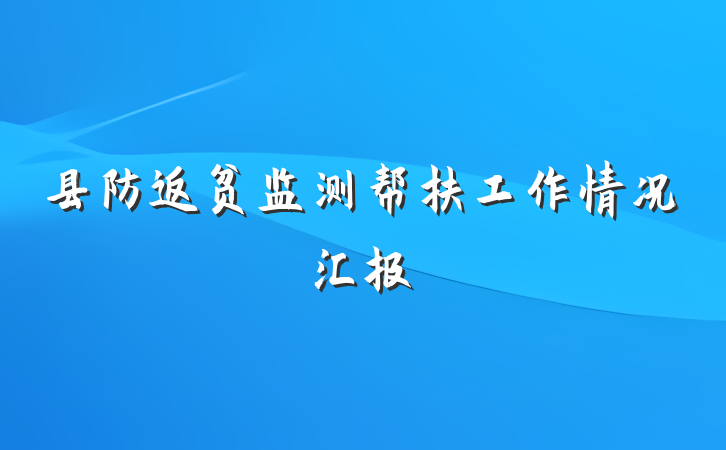 县防返贫监测帮扶工作情况汇报