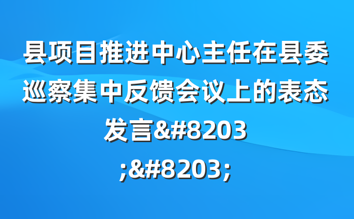 县项目推进中心主任在县委巡察集中反馈会议上的表态发言&#8203;&#8203;
