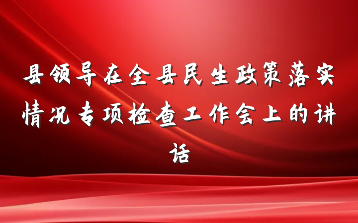 县领导在全县民生政策落实情况专项检查工作会上的讲话