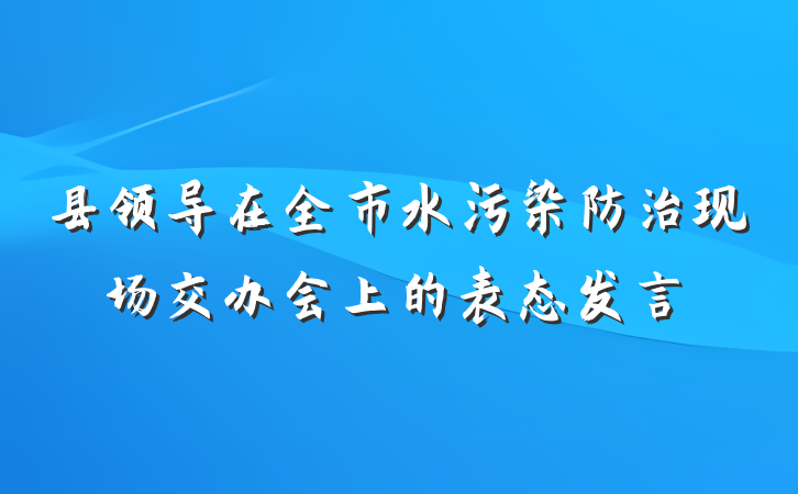 县领导在全市水污染防治现场交办会上的表态发言