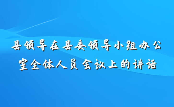 县领导在县委领导小组办公室全体人员会议上的讲话