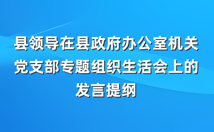 县领导在县政府办公室机关党支部专题组织生活会上的发言提纲