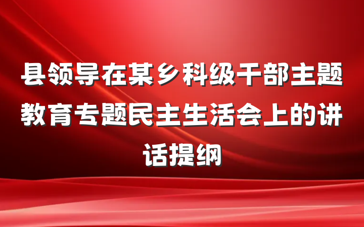 县领导在某乡科级干部主题教育专题民主生活会上的讲话提纲