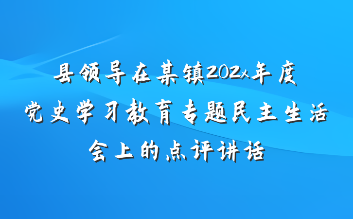 县领导在某镇202x年度党史学习教育专题民主生活会上的点评讲话