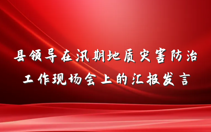 县领导在汛期地质灾害防治工作现场会上的汇报发言