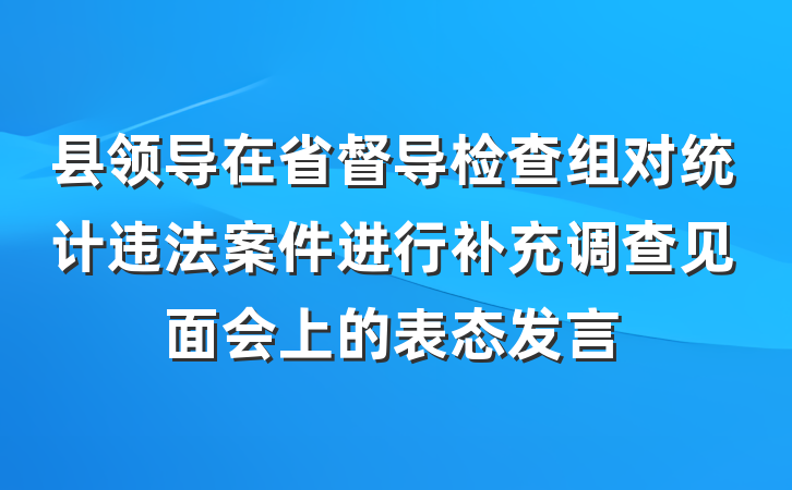 县领导在省督导检查组对统计违法案件进行补充调查见面会上的表态发言