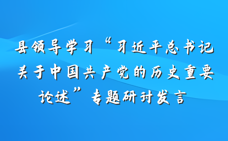 县领导学习“习近平总书记关于中国共产党的历史重要论述”专题研讨发言