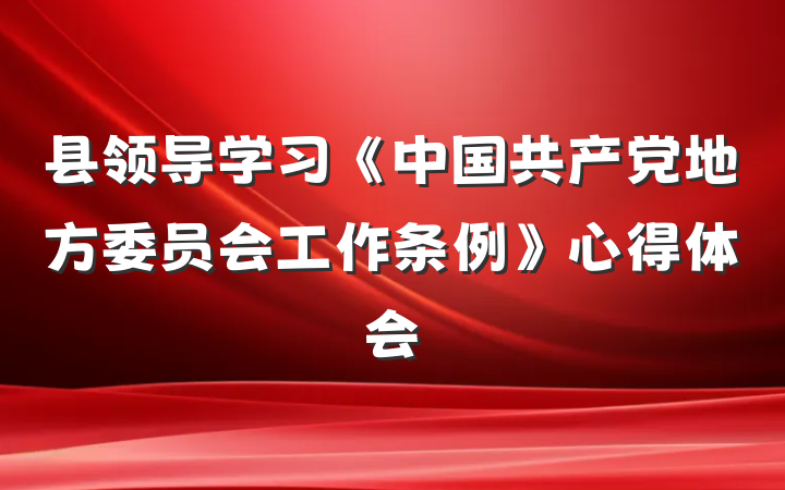 县领导学习《中国共产党地方委员会工作条例》心得体会