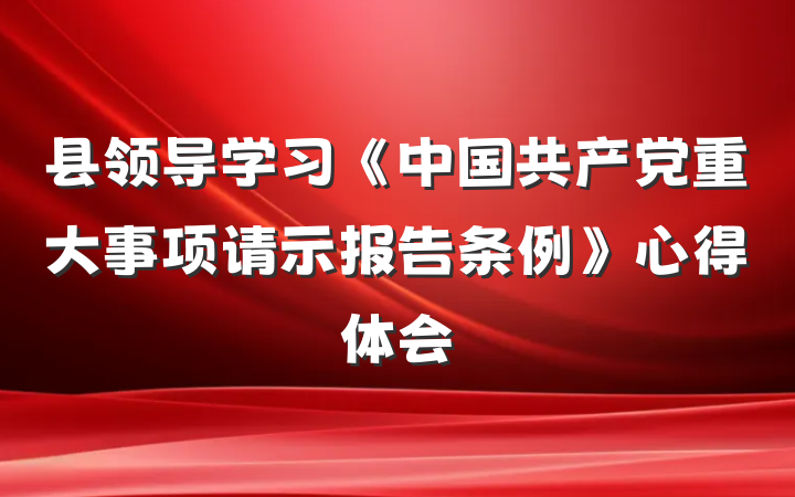 县领导学习《中国共产党重大事项请示报告条例》心得体会