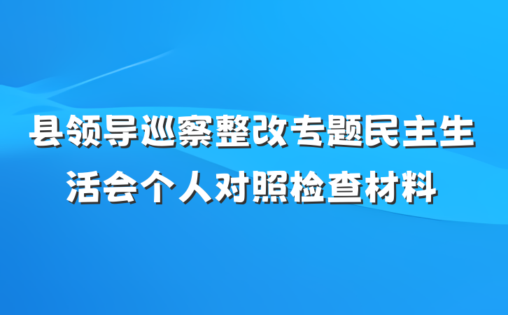 县领导巡察整改专题民主生活会个人对照检查材料