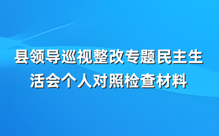 县领导巡视整改专题民主生活会个人对照检查材料