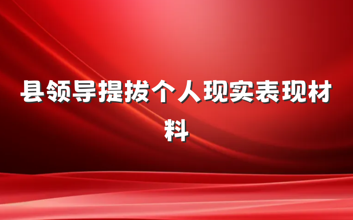 县领导提拔个人现实表现材料
