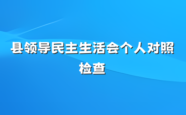 县领导民主生活会个人对照检查