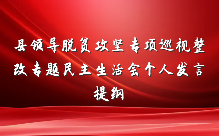 县领导脱贫攻坚专项巡视整改专题民主生活会个人发言提纲
