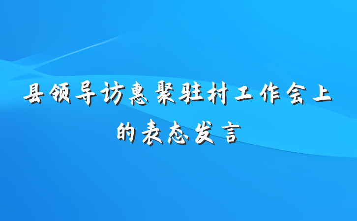 县领导访惠聚驻村工作会上的表态发言