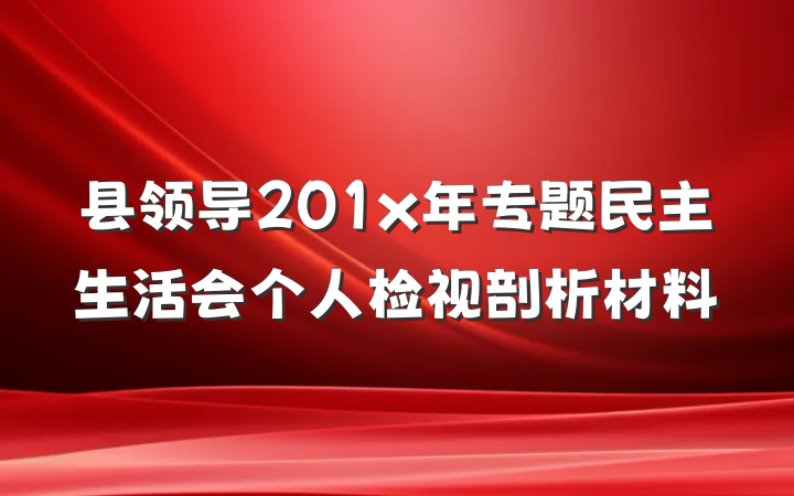 县领导201x年专题民主生活会个人检视剖析材料