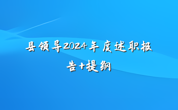县领导2024年度述职报告 提纲