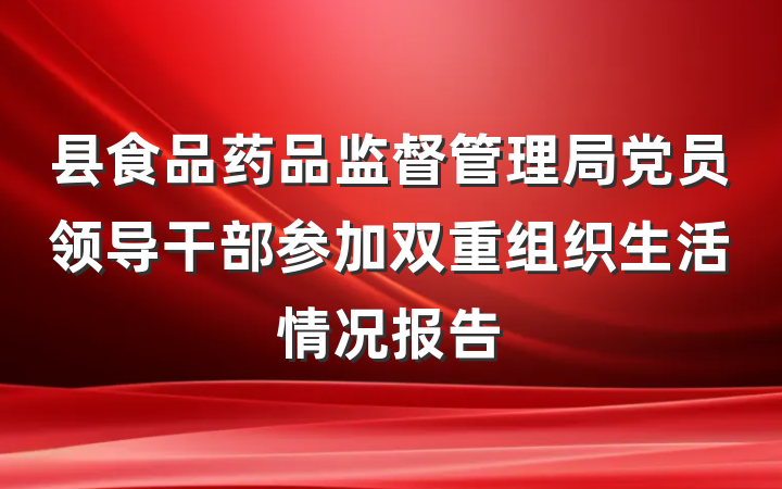 县食品药品监督管理局党员领导干部参加双重组织生活情况报告