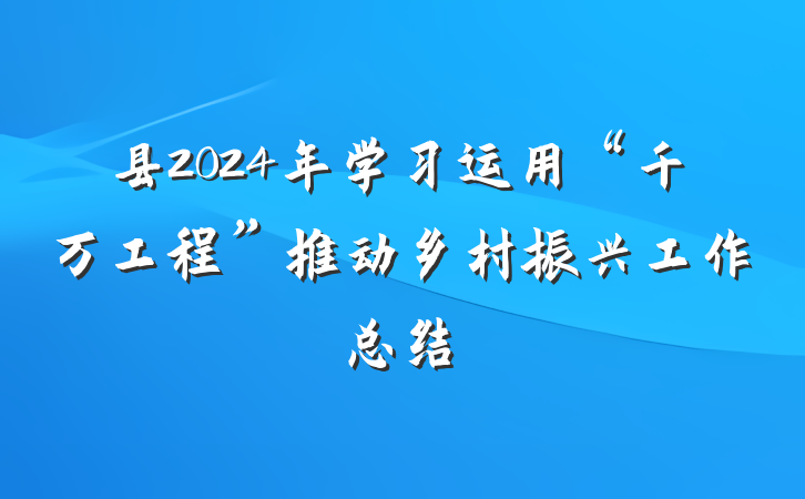 县2024年学习运用“千万工程”推动乡村振兴工作总结
