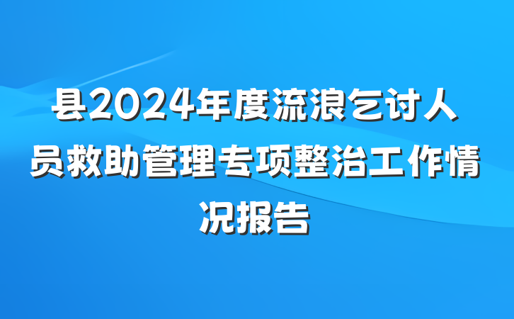 县2024年度流浪乞讨人员救助管理专项整治工作情况报告