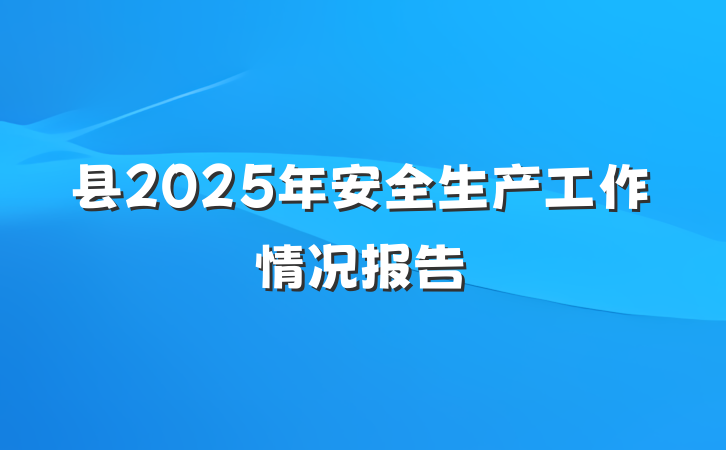 县2025年安全生产工作情况报告