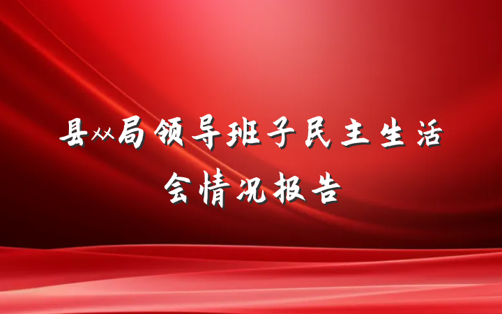 县xx局领导班子民主生活会情况报告