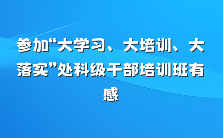 参加“大学习、大培训、大落实”处科级干部培训班有感