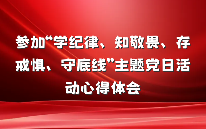 参加“学纪律、知敬畏、存戒惧、守底线”主题党日活动心得体会