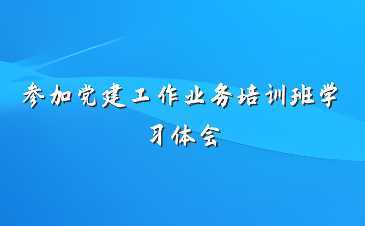 参加党建工作业务培训班学习体会