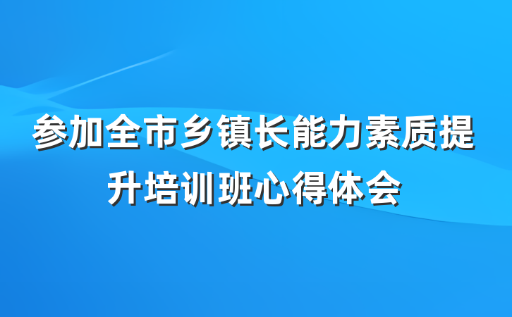 参加全市乡镇长能力素质提升培训班心得体会