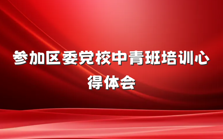 参加区委党校中青班培训心得体会