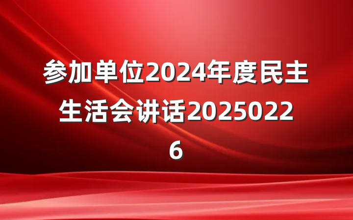 参加单位2024年度民主生活会讲话20250226