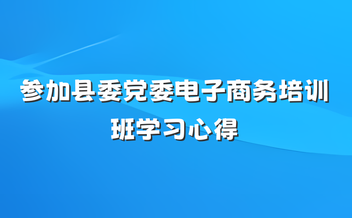 参加县委党委电子商务培训班学习心得