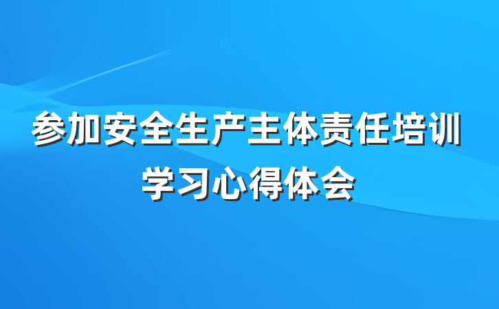 参加安全生产主体责任培训学习心得体会