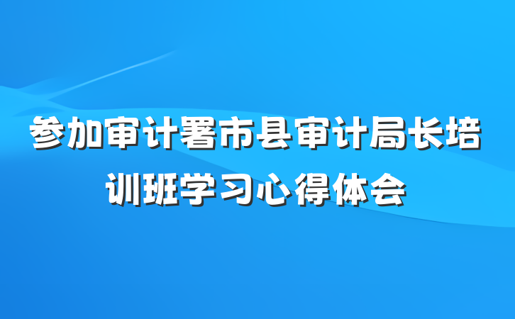 参加审计署市县审计局长培训班学习心得体会